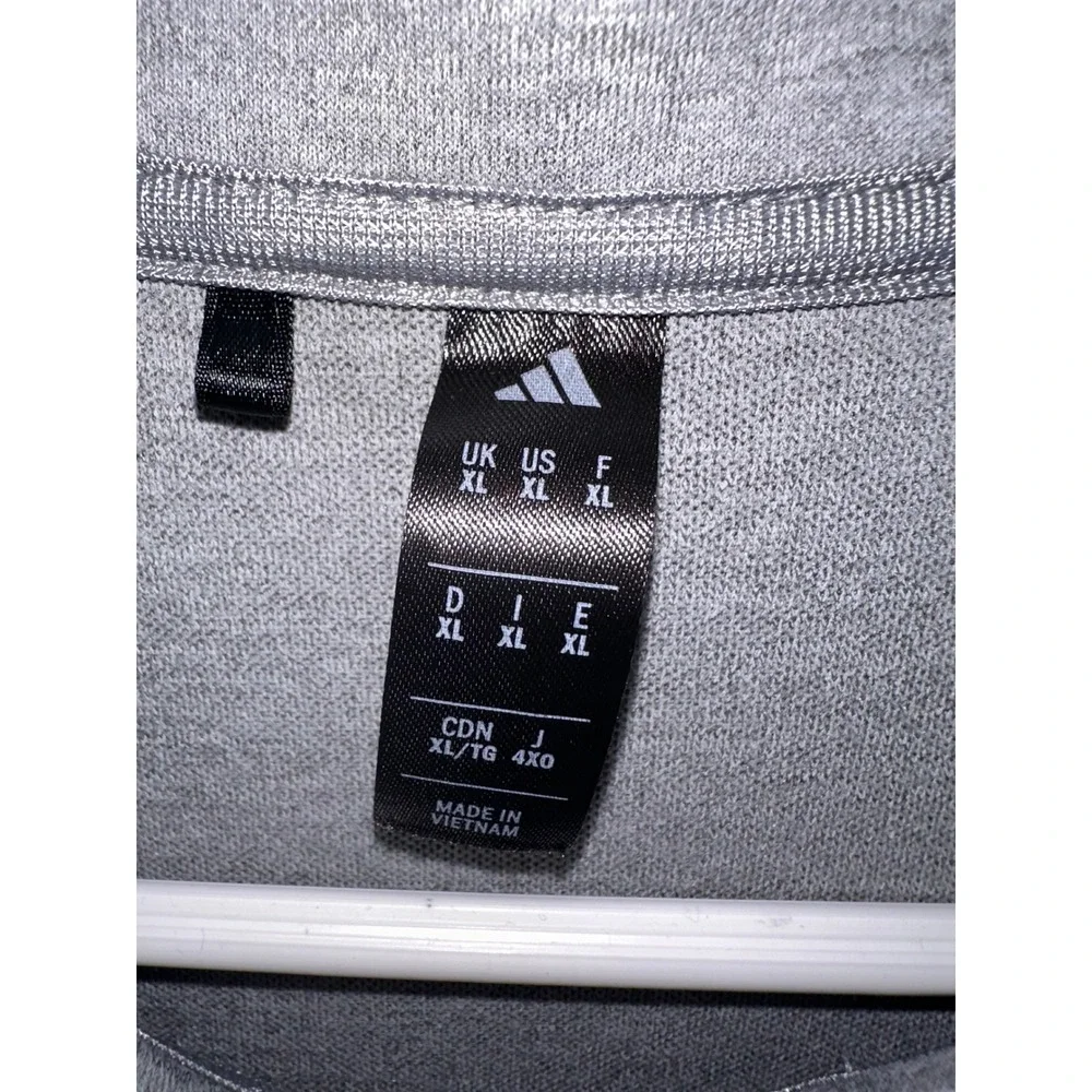 Adidas Mens XL Quarter Zip Pullover Heathered Grey Long Sleeve Athletic Top